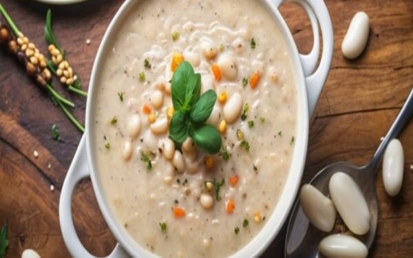 Sopa cremosa de feijão branco