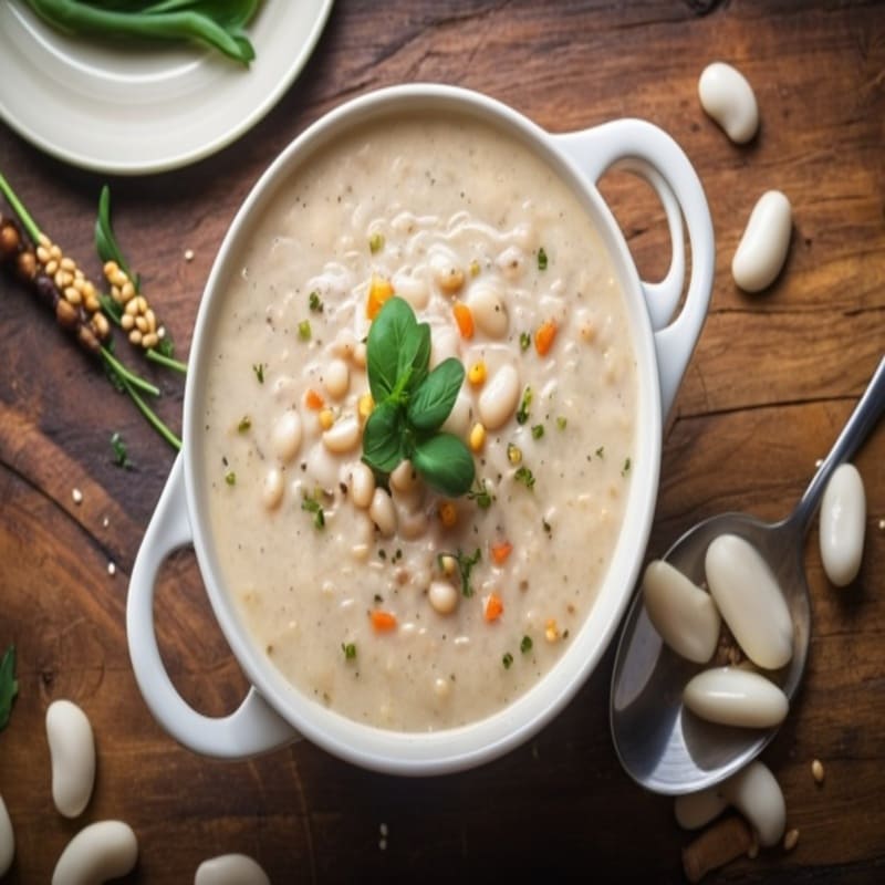Sopa cremosa de feijão branco