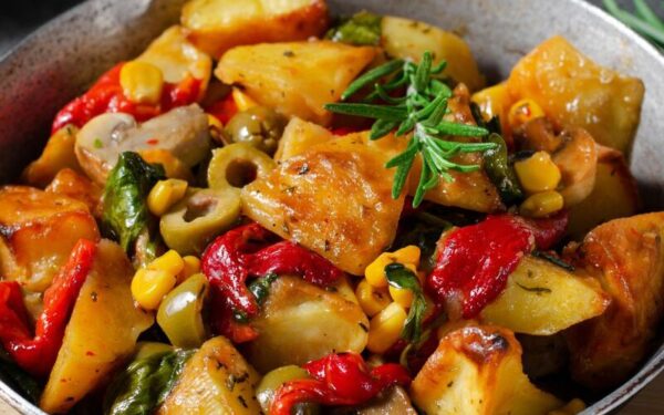 Legumes assados com mel e mostarda